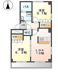 ハッピーライフ 2LDKの間取図画像
