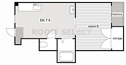 川島第三ビル 1DKの間取図画像