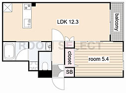 Ecrin新瑞橋 1LDKの間取図画像