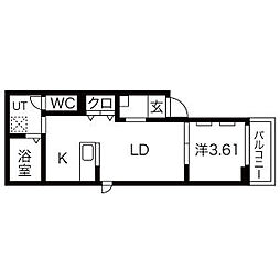 Patina矢田 1LDKの間取図画像
