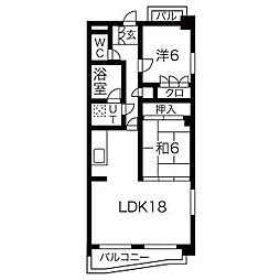 リーベン・イセヤマ 2LDKの間取図画像