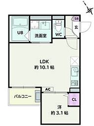 Jack koyo1 1LDKの間取図画像