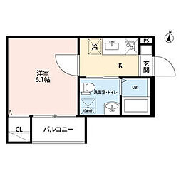 スマイル栄 1Kの間取図画像