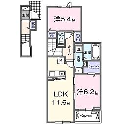 リバーサイド西山 2LDKの間取図画像
