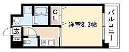 プランセス新瑞橋 1Kの間取図画像
