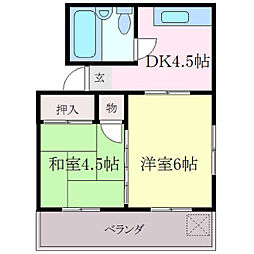 宏陽ハイツ 2DKの間取図画像