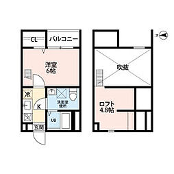 Y'sSquare中村公園 1Kの間取図画像