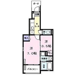 サン・パラストF3 2Kの間取図画像
