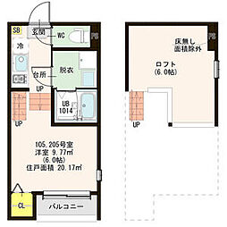 ルーエ町南 ワンルームの間取図画像
