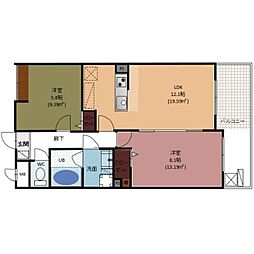 プレミアコート星ヶ丘 2LDKの間取図画像