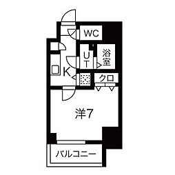 エスプレイス鶴舞ガーデンテラス 1Kの間取図画像