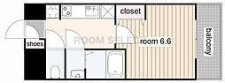SEASONFLATSCHIKUSA 1Kの間取図画像