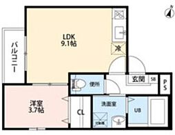 ラポート日比野 1LDKの間取図画像