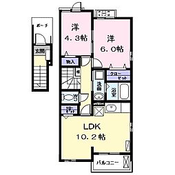 フローラル大野木 2LDKの間取図画像