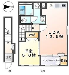 サンライズ 1LDKの間取図画像