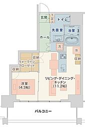 栄タワーヒルズ 1LDKの間取図画像
