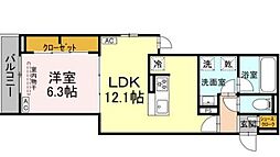 アルドゥール 1LDKの間取図画像