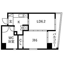 レインボーピア八熊 1LDKの間取図画像