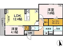 名古屋市名東区照が丘アパート 2LDKの間取図画像