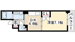 メゾン・ド・ヴェール 1DKの間取図画像