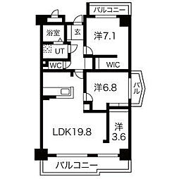 茶屋ヶ坂プログレス 3LDKの間取図画像