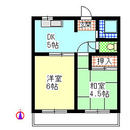 コーポ名豊 2DKの間取図画像