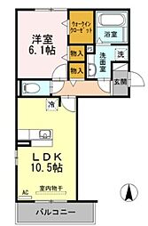 セジュールクレア 1LDKの間取図画像