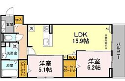 リヴェール広田 2LDKの間取図画像