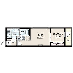 Patina岩塚 1LDKの間取図画像