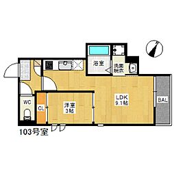 グランティックステラワン 1LDKの間取図画像