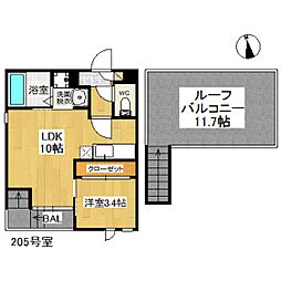 グランティックK1 1LDKの間取図画像