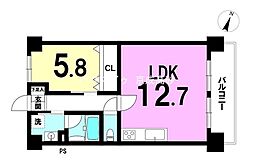 第2お花茶屋ダイヤモンドマンション 1LDKの間取図画像