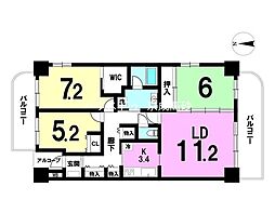 コスモ三郷ウェルステージ 3LDKの間取図画像