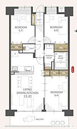 グレースピア長嶺1 3LDKの間取図画像