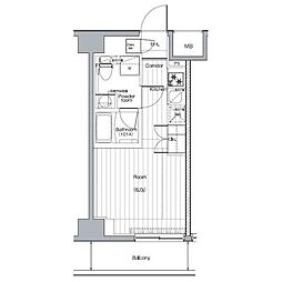 プレミアムキューブG西大井 4階1Kの間取り