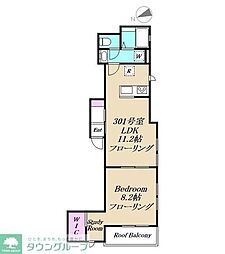 グレース戸越 3階1LDKの間取り