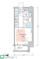 アーバネックス南品川II 2階1Kの間取り