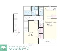 東急大井町線 北千束駅 徒歩1分の賃貸アパート 2階1LDKの間取り