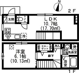 颯(はやて) 1階1LDKの間取り