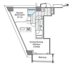 コンフォリア新宿イーストサイドタワー 5階1LDKの間取り