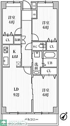 東雪谷マンション 4階3LDKの間取り