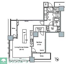 ＴＨＥ　ＴＯＫＹＯ　ＴＯＷＥＲＳ　ＭＩＤＴＯＷＥＲ 11階1LDKの間取り
