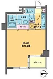 カスタリア高輪 5階1Kの間取り