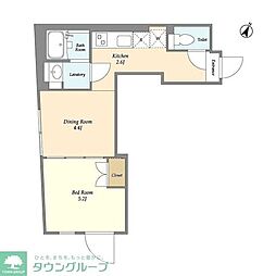 東急目黒線 西小山駅 徒歩7分の賃貸マンション 3階1DKの間取り