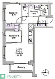 イプセ白金台 401 4階2LDKの間取り