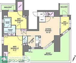 オージュ渋谷 4階3LDKの間取り