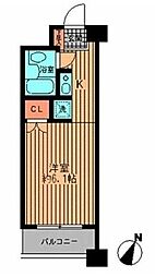 プライムアーバン勝どき 4階ワンルームの間取り