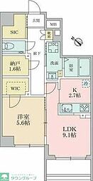 スカイライフ武蔵小山 8階1LDKの間取り