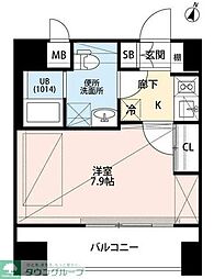 プレール・ドゥーク平和島 1Kの間取図画像