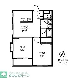 パークサイド八雲 2LDKの間取図画像